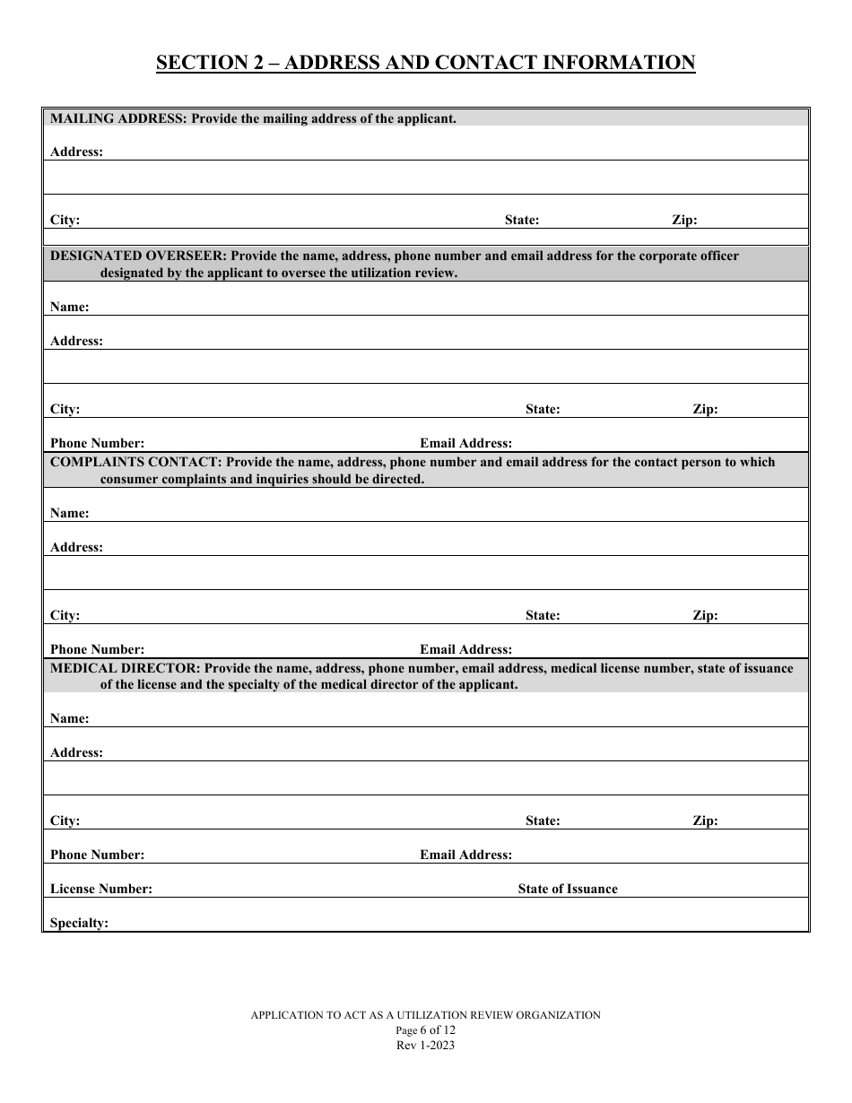 Application to Act as a Utilization Review Organization in the State of Louisiana - Louisiana, Page 6