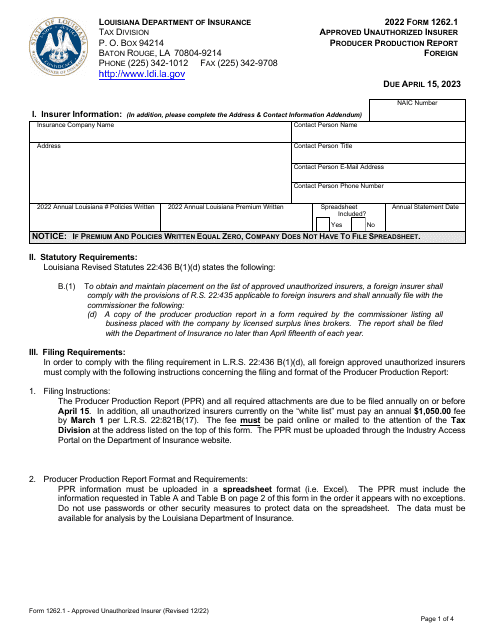 Form 1262.1 2022 Printable Pdf