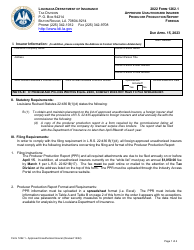 Form 1262.1 Approved Unauthorized Insurer Producer Production Report - Foreign - Louisiana