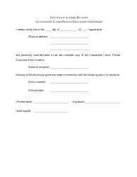 Document preview: Certificate of Hand-Delivery Catastrophe Claims Process Disclosure Form-Guide - Louisiana