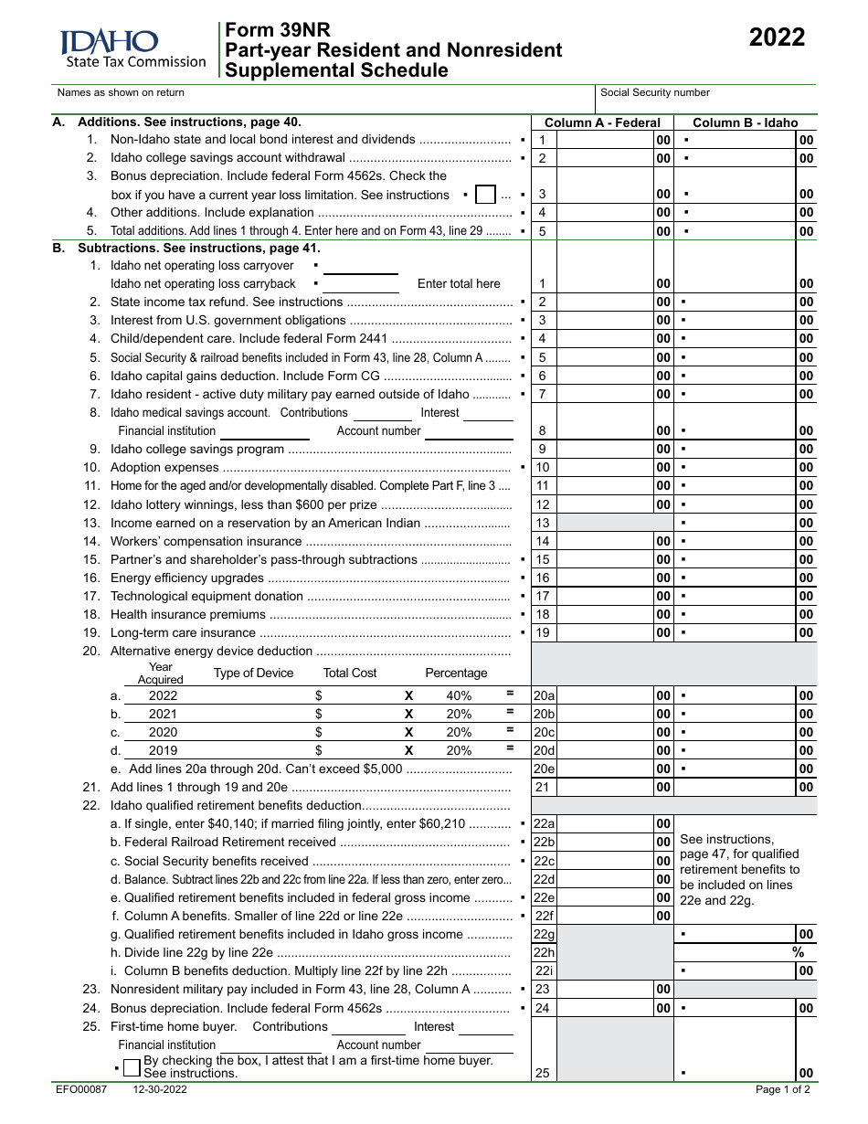 Form 39NR (EFO00087) - 2022 - Fill Out, Sign Online and Download ...