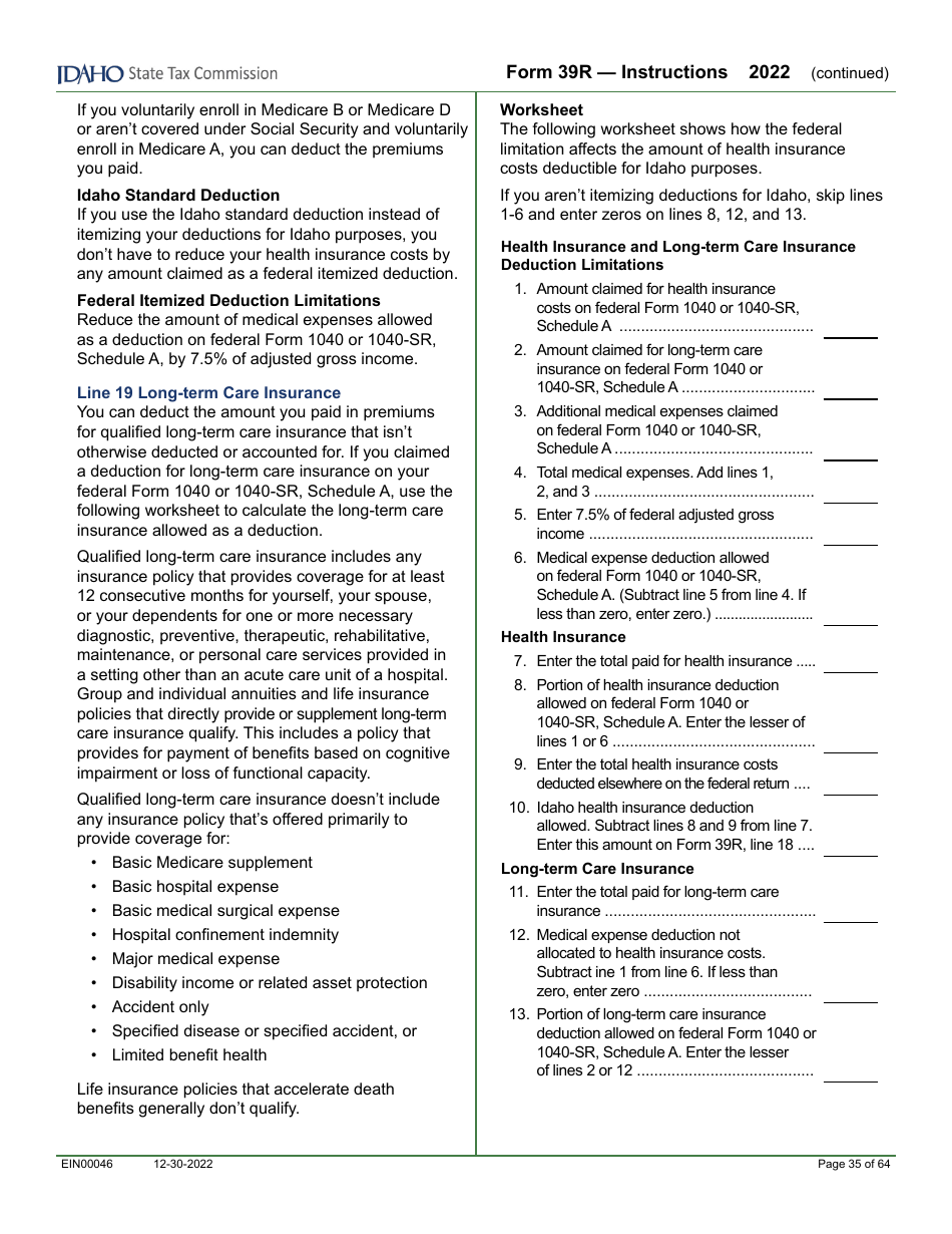 Form 39R (EFO00088) Resident Supplemental Schedule - Idaho, Page 11