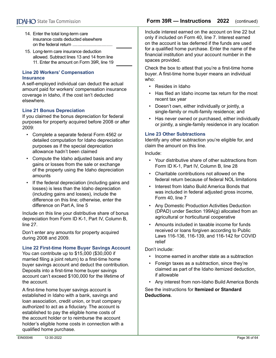 Form 39R (EFO00088) Resident Supplemental Schedule - Idaho, Page 12