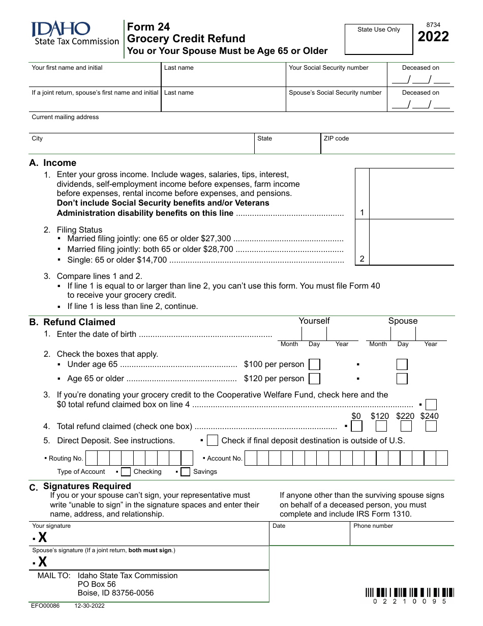 Form 24 (efo00086) Download Fillable Pdf Or Fill Online Grocery Credit 