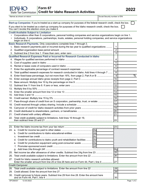 Form 67 (EFO00037) 2022 Printable Pdf