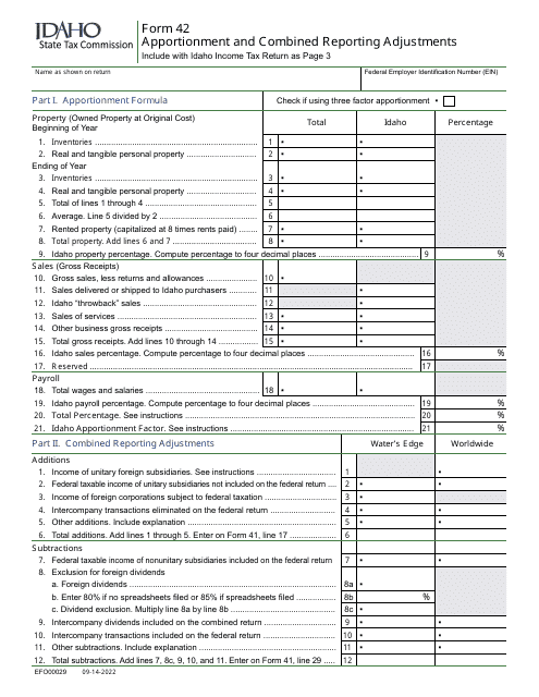 Form 42 (EFO00029)  Printable Pdf