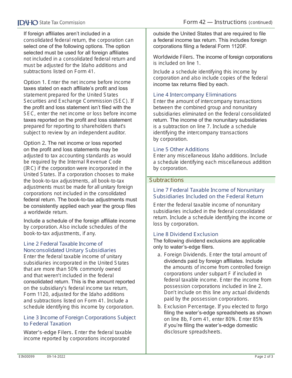Form 42 (EFO00029) Apportionment and Combined Reporting Adjustments - Idaho, Page 3