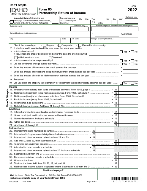 Form 65 (EFO00035) 2022 Printable Pdf