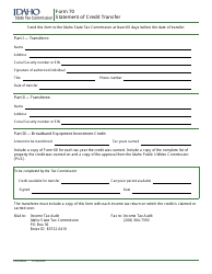 Form 70 (EFO00042) Statement of Credit Transfer - Idaho