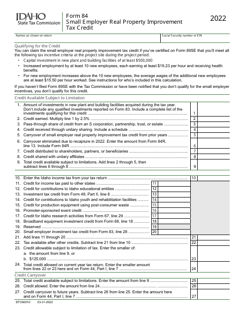 Form 84 (EFO00010) 2022 Printable Pdf