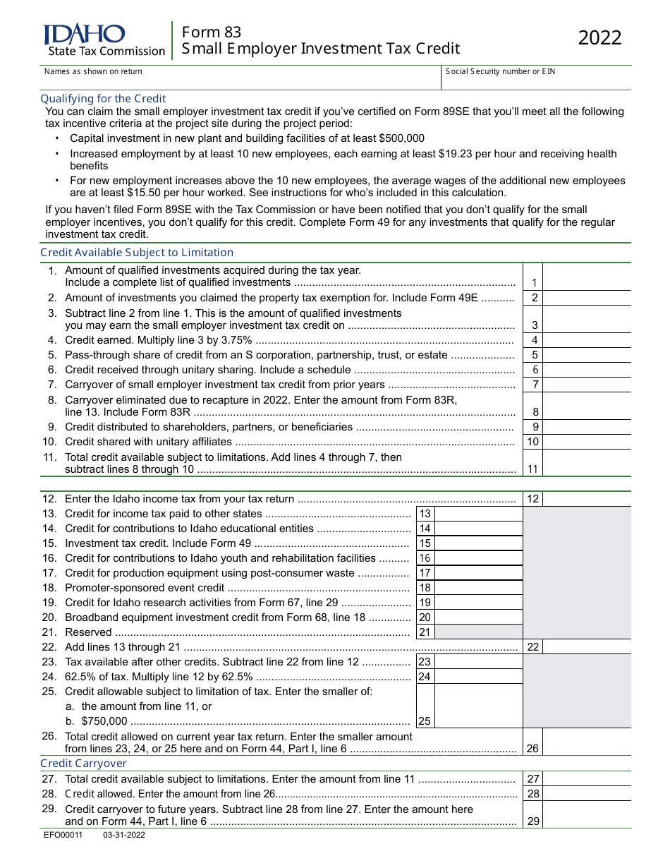 Form 83 (EFO00011) - 2022 - Fill Out, Sign Online and Download Fillable ...