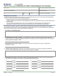 Form 89SE (EFO00044) Certification for Idaho&#039;s Small Employer Tax Incentives - Idaho