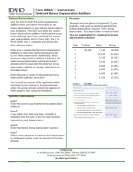 Form DBDA (EFO00333) Deferred Bonus Depreciation Addition - Idaho, Page 2