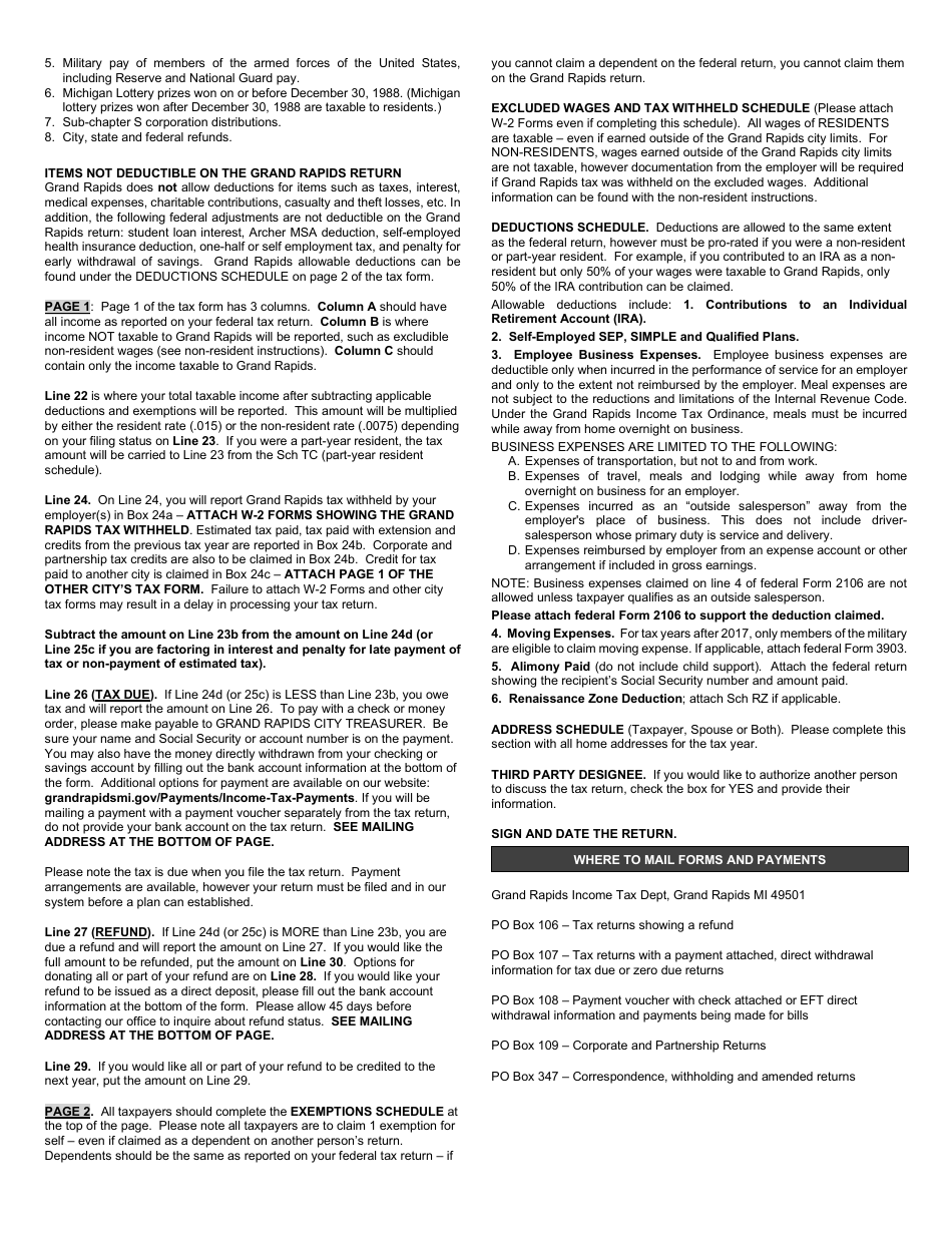 General Instructions for All Filers - City of Grand Rapids, Michigan, Page 2