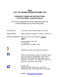 Document preview: Form GR-1040R Resident Individual Tax Return - City of Grand Rapids, Michigan, 2022