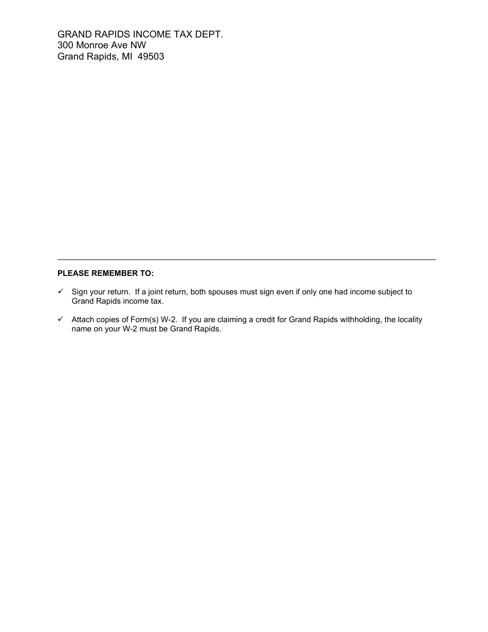 Form GR-1040R Resident Individual Tax Return - City of Grand Rapids, Michigan, Page 5