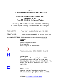 Document preview: Form GR-1040PR Part-Year Resident Individual Tax Return - City of Grand Rapids, Michigan