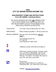 Document preview: Form GR-1040NR Non-resident Individual Tax Return - City of Grand Rapids, Michigan, 2022
