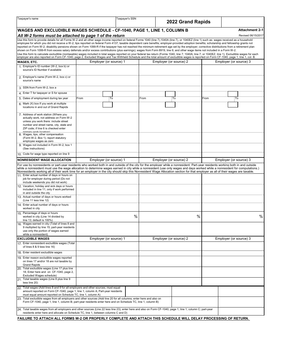 Form GR-1040NR Non-resident Individual Tax Return - City of Grand Rapids, Michigan, Page 6