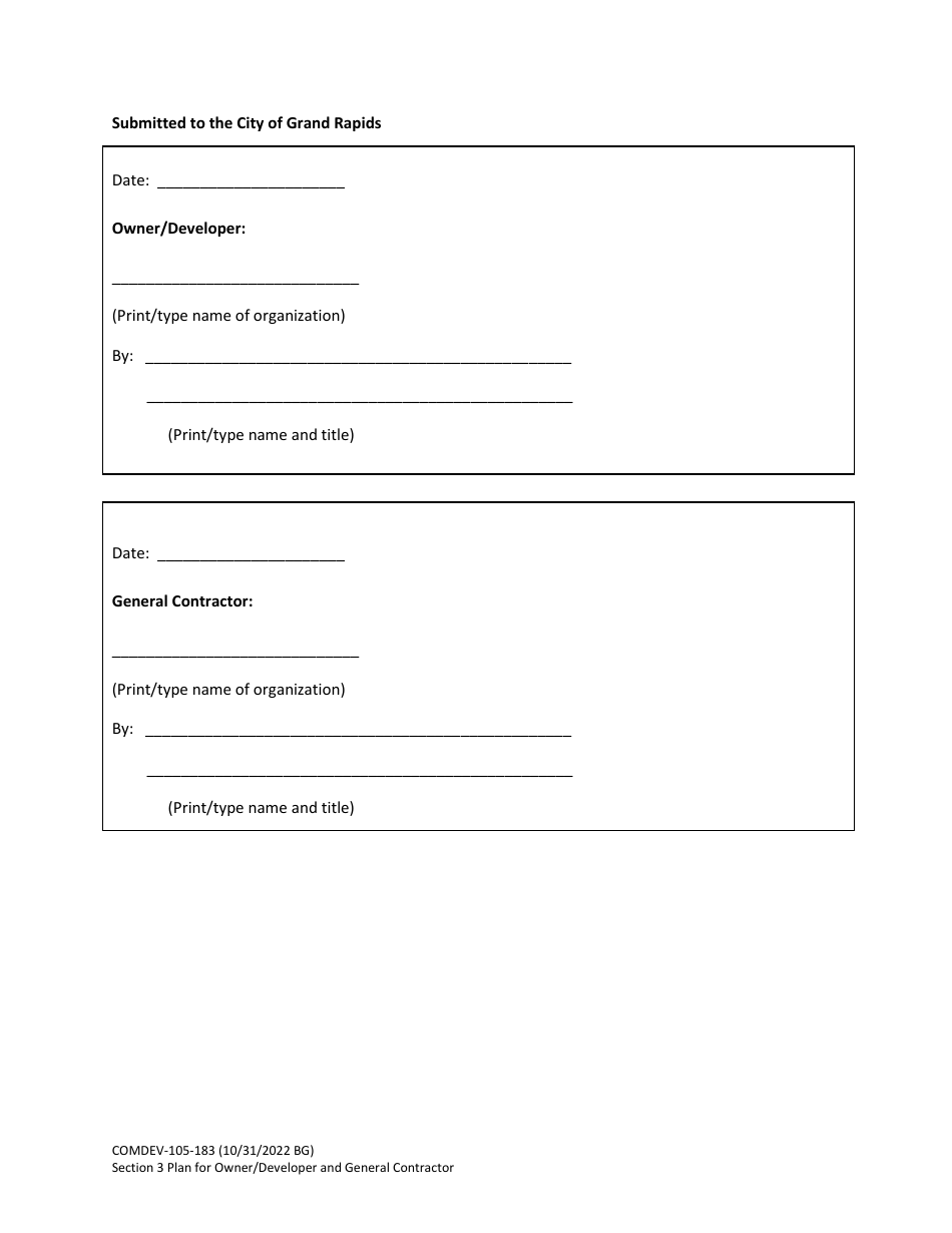 Form COMDEV-105-183 Section 3 Plan for Owner / Developer and General Contractor - City of Grand Rapids, Michigan, Page 5