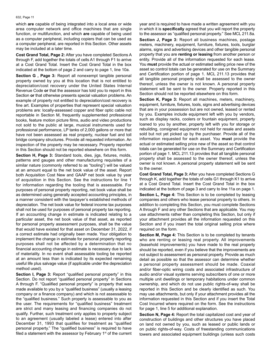 Form L-4175 (632) Personal Property Statement - Michigan, Page 11