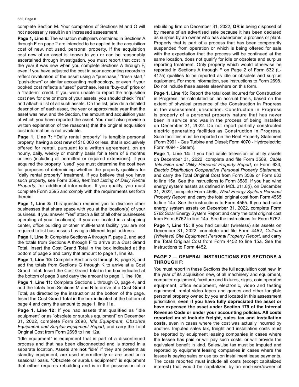 Form L-4175 (632) Personal Property Statement - Michigan, Page 8