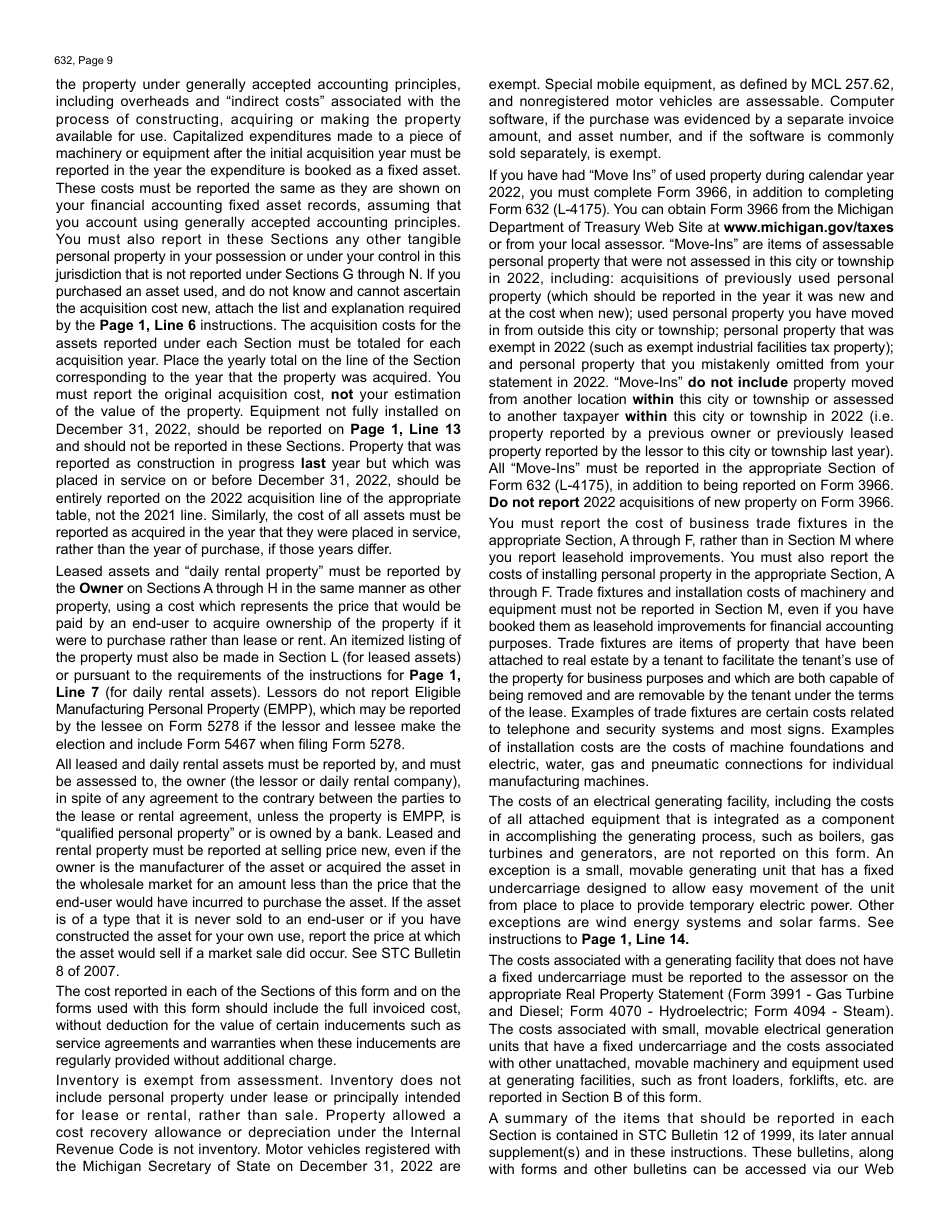 Form L-4175 (632) Personal Property Statement - Michigan, Page 9