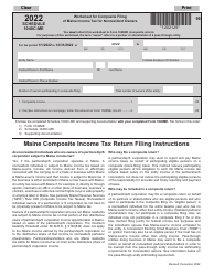 Document preview: Schedule 1040C-ME Worksheet for Composite Filing of Maine Income Tax for Nonresident Owners - Maine