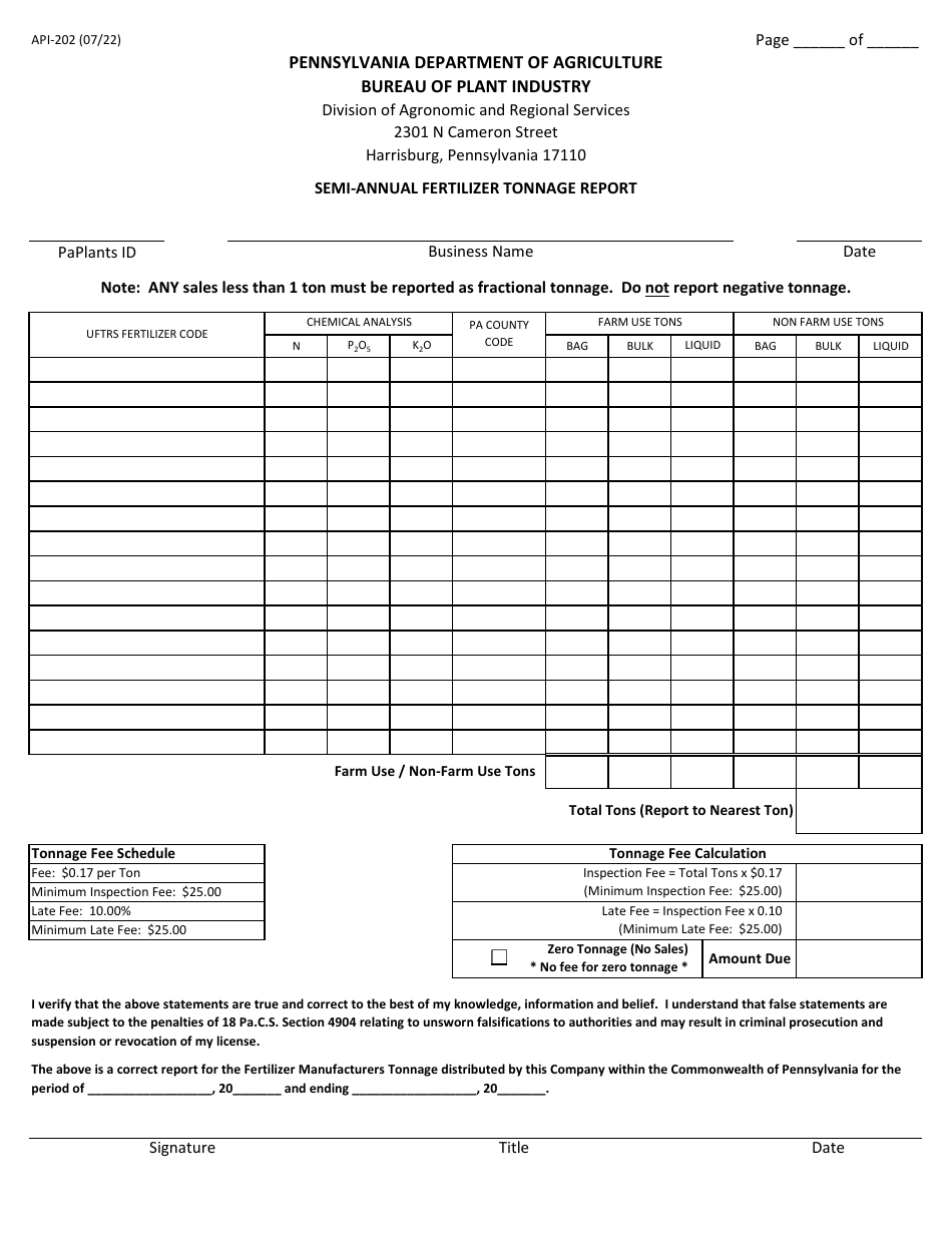 Form API-202 Download Printable PDF or Fill Online Semi-annual ...