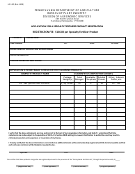 Form API-205 Application for a Specialty Fertilizer Product Registration - Pennsylvania
