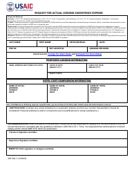 Document preview: Form AID522-7 Request for Actual Lodging Subsistence Expense