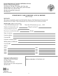 Document preview: Form 440-4016 Endowment Care Cemetery Annual Report - Oregon
