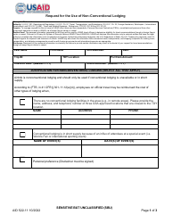 Document preview: Form AID522-11 Request for the Use of Non-conventional Lodging