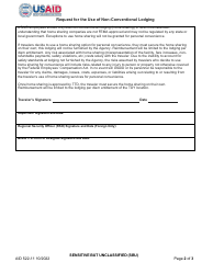 Form AID522-11 Request for the Use of Non-conventional Lodging, Page 2