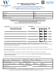 Document preview: Record Request Form - Williamson County, Texas