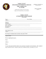 Document preview: Juvenile Fire Incident Report - Oneida County, New York