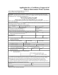 Document preview: Form DOH-351 Application for a Certificate of Approval of Plans to Interconnect Water Systems - Oneida County, New York