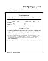 Document preview: Form DOH-358 Reporting Emergency Changes in Public Water Systems - Oneida County, New York