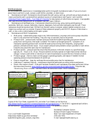 Individual Water Supply Wells - Fact Sheet 7 Checklist - Checklist for Testing, Operation, and Maintenance of Residential Wells - New York, Page 2