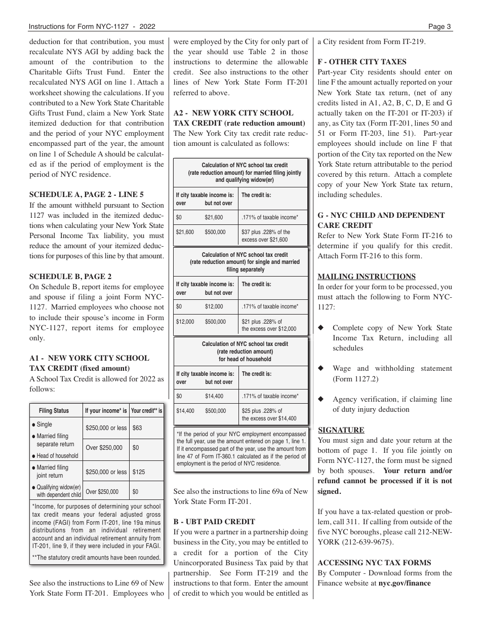 Form Nyc 1127 Download Printable Pdf Or Fill Online Return For Nonresident Employees Of The City 2032