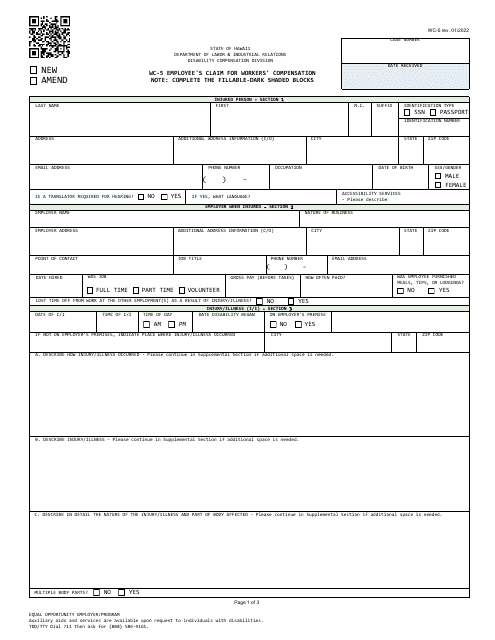 Form WC-5  Printable Pdf