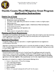Document preview: Instructions for Oneida County Flood Mitigation Grant Program Application - Oneida County, New York