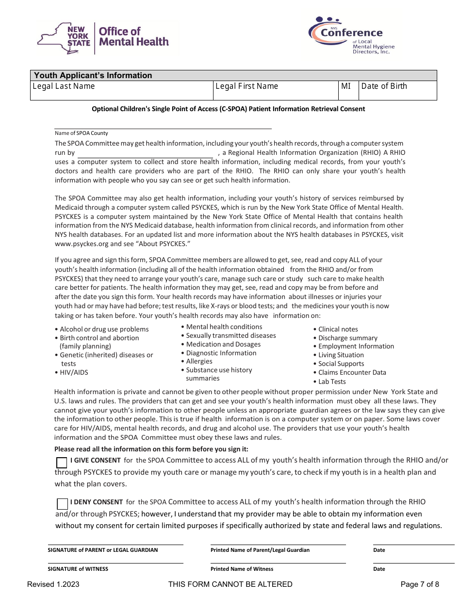 Part 1 Childrens Single Point of Access Application - New York, Page 7