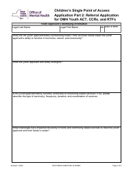 Part 2 Children&#039;s Single Point of Access Application - Referral Application for Omh Youth Act, Ccrs, and Rtfs - New York, Page 2