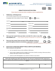 Exempt Status Election Form - Minnesota, Page 2