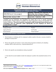 Reasonable Accommodation Request Form - Americans With Disabilities Act (Ada) - Delaware