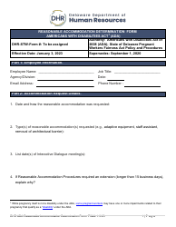 Reasonable Accommodation Determination Form - Americans With Disabilities Act (Ada) - Delaware