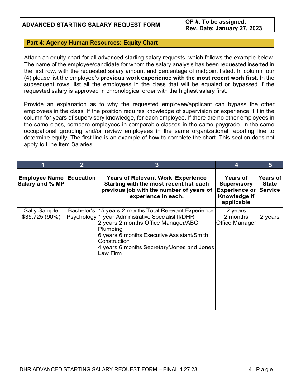 Advanced Starting Salary Request Form - Delaware, Page 4