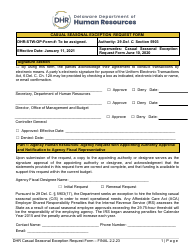 Casual Seasonal Exception Request Form - Delaware
