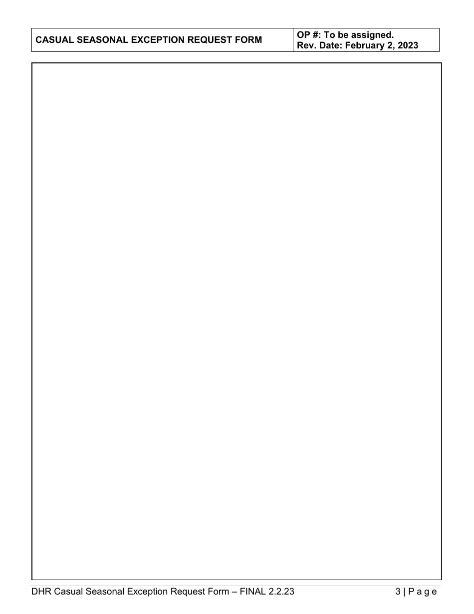Casual Seasonal Exception Request Form - Delaware, Page 3